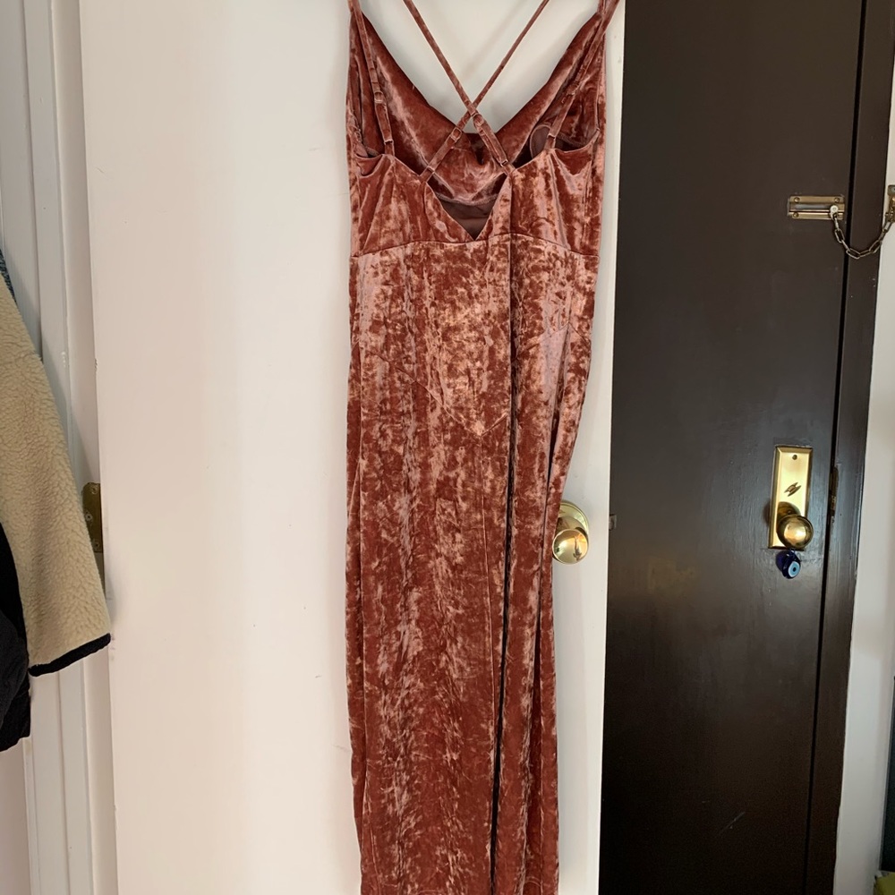 Fashion Nova velvet slip dress with front slit